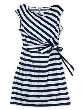 Navy and White Striped Tie-Waist Dress
